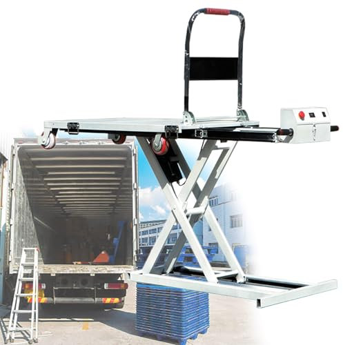 XCSCUK Carrello elevatore idraulico, tavola di sollevamento elettrica a forbice, altezza di sollevamento di 102 cm, per lo scarico sicuro delle merci e l'uso di magazzino