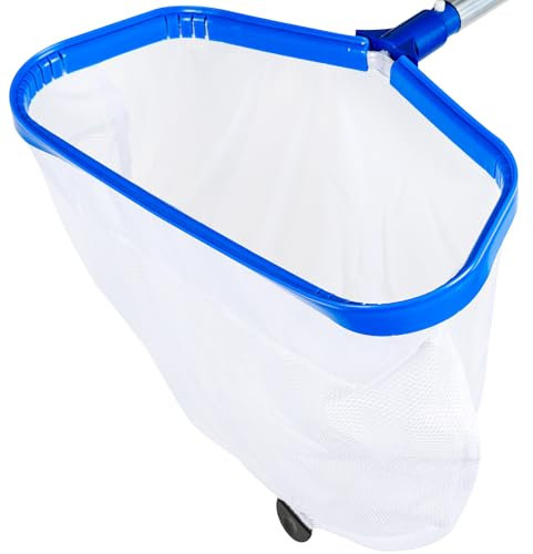 LLCJYYCY Red de skimmer de piscina resistente de 17.5 pulgadas, marco de aluminio extra ancho, bolsa profunda de malla ultrafina para hojas, arena, polen, herramienta de limpieza de piscinas sobre y