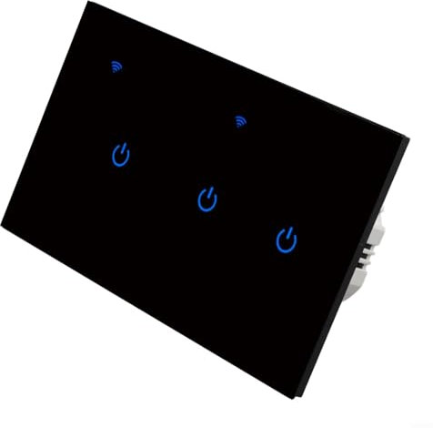 Smart Light Switch, Wifi Dimmer Switch, With Smart APP Control, Black Touch Single Pole Light Switch Compatible(3 Gang-Black)
