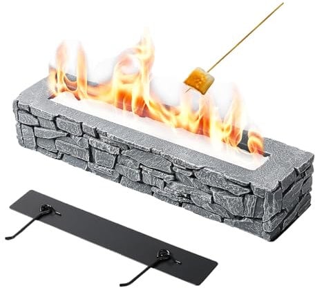 KISKVV - Chimenea de Mesa de bioetanol de hormigón para Exterior e Interior, Chimenea de hormigón con Ayuda de extinción para balcón, jardín, Mesa de Comedor, decoración de Habitaciones, Rectangular