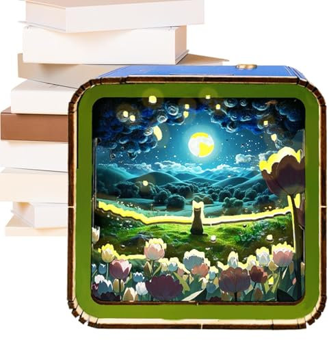 Luce notturna puzzle in legno – Kit lampada a LED, artigianato fatto a mano per adulti | Set di costruzione creativo in legno, lampada da scrivania decorativa, regali perfetti per gli amanti del