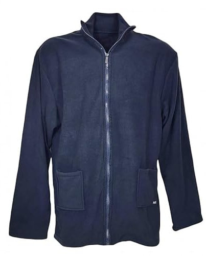 dolcecasabiancheria Giacca da camera uomo invernale in pile aperta avanti con zip MI1382 M Blu