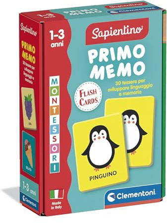 Clementoni Sapientino Baby Montessori - Carte Primo Memo, Gioco di Memoria Educativo Bambini 1-3 Anni, Carte Tattili per Sviluppare Linguaggio e Osservazione, Made in Italy, Lingua Italiana, 16830
