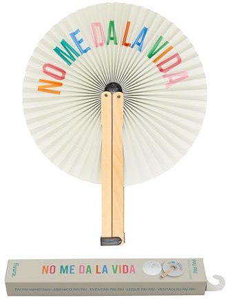 Fisura - Original Folding fan “No me da la vida”, Stylish Paper Fans, Multicoloured Pai Pai, Wedding Favor for Guests, Party or Ceremony Gift