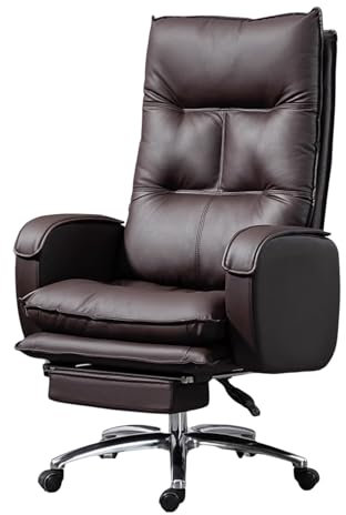 Fauteuil de Bureau Ergonomique Confortable, en Cuir Synthétique, Chaise Bureau avec Repose Pied, Hauteur Réglable, Fauteuil Gamer pour Adultes(Brown)