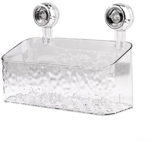 Organiseur de douche à ventouse, solution de rangement pour produits de bain et accessoires (transparent)