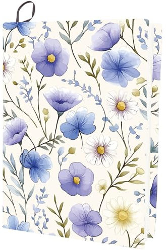 craspire Buchumschlag Geeignet Für 7x10 Zoll Bücher Dehnbare Hülle Buchschutz Lila Blaue Flachsblume Weißes Gänseblümchenblatt Nylon Polyester Elastische Notizbuchumschläge Für Taschenbücher