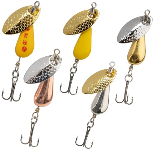 QualyQualy 5Pcs Spinner Bait Set Multi Colored Fishing Spinners Lures Baits Fishing Lures with Box for Trout Salmon Bass Set (2.8g-5pcs)