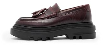 Allsaints Womens Beth Tassel Loafer, Port Red, 3 UK