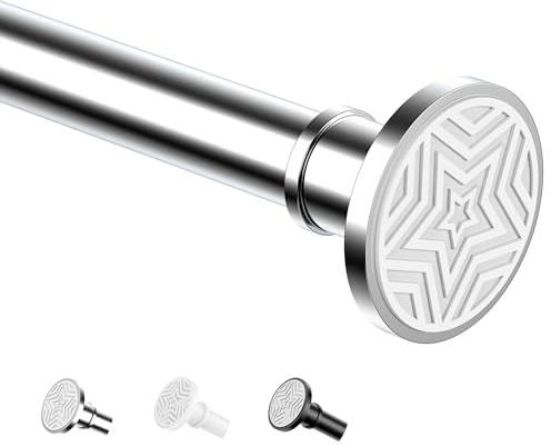 Teleskopstange zum Klemmen, Edelstahl mit rutschfesten Enden, verstellbar 76-278cm. Auch als Gardinenstange zum Klemmen & Duschvorhang Stange für Küche, Schlafzimmer, Wohnzimmer (Silber)