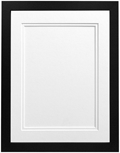 FRAMES BY POST H7 Black Picture Photo Frame With White Double Mount 24x18 Image Size 18x12 Plastic Glass