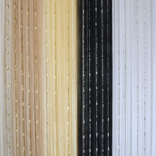 Fadenvorhang mit Perlen, für Fenster, Türen, Wände oder als Fliegengitter, 90 x 200 cm, in 4 Farben erhältlich champagne strings/gold beads