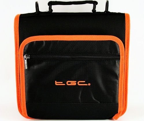New Shoulder Carry Case Bag for the LOGIK L10SPDV13 Portable DVD Player by TGC ® (Jet Black w/Hot Orange Trim)