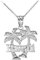 Fine 925 Sterling Silver Hawaii Palm Tree Pendant Necklace, 16