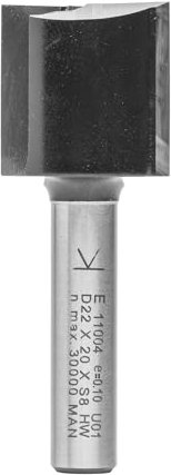 ENT 11004 Nutfräser HW, Schaft (S) 8 mm, Durchmesser (D) 22 mm, NL 20 mm, SL 32 mm, GL 52 mm, mit HW Grundschneide