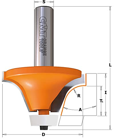 CMT Orange Tools 980.541.11 – Bevel Cutter for Corian Hw S=12 D=54 A=18° R=12.7