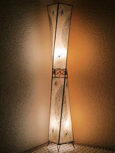 Saharashop Orientalische Stehlampe Henna-Carré 150 cm Leder Natur