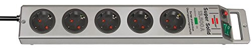 10er Set: Brennenstuhl Super-Solid Überspannungsschutz-Steckdosenleiste 5-fach silber mit Schalter, 1153340315
