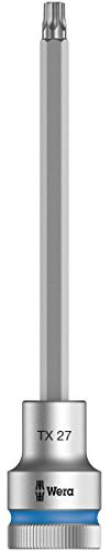 Wera 05003852001 8767 C HF TORX Embouts à douille TORX HF Zyklop à emmanchement 1/2 avec fonction de retenue, TX 27 x 140 mm, Argent/bleu