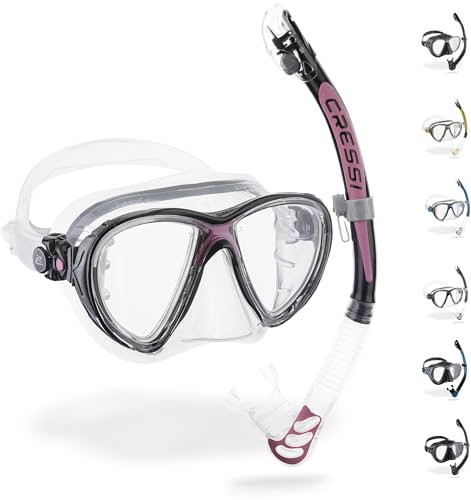 CRESSI Combo Big Eyes+Alpha UD Black/Pink - Kombo Set Maske Big Eyes Evo und Schnorchel Alpha UD, zum Tauchen und Snorkeln, Schwarz/Rosa, Einheitsgröße, Erwachsene