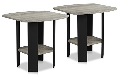 Furinno Design Simple Table d'Appoint de Chevet avec Tiroir Poubelle, Paquet de 2, Chêne Français