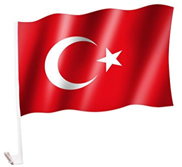 sportfanshop24 2 Stück/1 Paar Autoflagge/Autofahne Türkei/Türkiye/Turkey - Fahne/Flagge für Auto 2X - car Flag