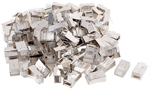 PLUG RJ-45 RJ45 CONNETTORI 100 PEZZI 8P8C PER CAVO DI RETE ETHERNET LAN CAT 5e/6 SCHERMATI