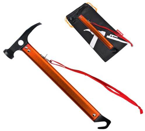 TRIWONDER Camping Zelt Hammer Leichte Outdoor-Multifunktions Hammer Aluminium Hammer mit Zelt Stake Remover für Regenfliege Tarp (Orange)