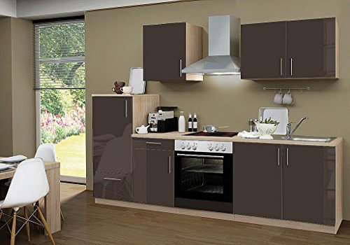 idealShopping GmbH Küchenblock ohne Elektrogeräte Premium 270 cm in lava glänzend