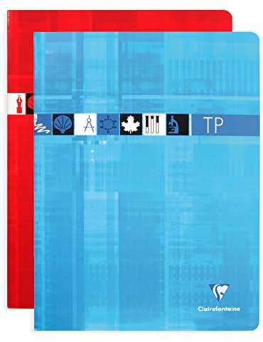 Clairefontaine 3327C Un Cahier Agrafé de Travaux Pratiques - 24x32 cm - 80 Pages Grands Carreaux 90 g et Unies Blanches 125 g - Couverture Carte Pelliculée - Couleur Aléatoire