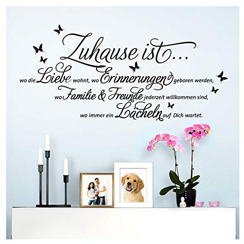 Wandaro Wandaufkleber Spruch Zuhause ist wo die Liebe wohnt I türkis (BxH) 80 x 37 cm I Wandsticker Flur Wandspruch Wohnzimmer Wandtattoo Aufkleber W3482