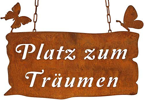 Bornhöft Schild Spruchtafel rostiges Gartenschild Edelrost Rost zum Hängen (Platz zum Träumen)