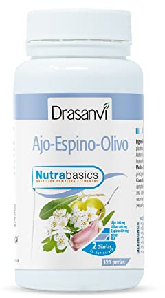 DRASANVI NUTRABASICS AJO-ESPINO-OLIVO - Ayuda al bienestar cardiovascular y a la tensión - SIN GLUTEN - 120 perlas