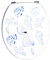 BM 4103 Copriwater Sedile Tavoletta WC Universale Coperchio Toilet Seat in Legno MDF Blu Decorato Motivo Conchiglie Asterie Sfondo Bianco, Misura Standard Fissaggio dal Basso Cerniere in Acciaio