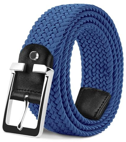 LAKIDAY Flechtgürtel aus Stoff, Elastischer Stretchgürtel für Damen und Herren Blau-2 90 cm Hochwertig & Bequem Breite 3.5 cm