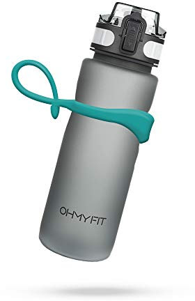 Tritan Sports Water Bottle (18 oz and 30 oz), Magnetic Strap Fast Flow Straw, Silicone Carrier Holder Handle Accessory, 1 Click Open Sports Flip Top, Leak Proof Lid on Wide Mouth, BPA Free