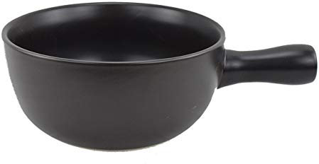 HASAYAKI Moule à fondue à fromage en céramique ignifuge,noir mat,diamètre 22,5 cm.Capacité de 2,5 L.Résistance à la chaleur du matériau naturel jusqu'à 400 degrés Celsius