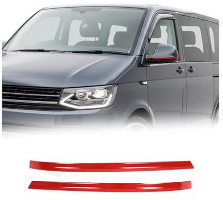 OMAC Spiegelkappen für VW T6 T6.1 Transporter alle 2015-24 Edelstahl Rot | Spiegelabdeckung, Leiste, 2tlg, fahrzeugspezifisch