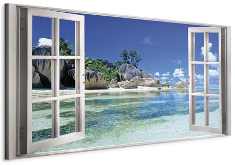 murando Wandbild Mega XXXL Fensterblick Einteiliger XXL-Format Kunstdruck zur Selbstmontage Leinwandbilder moderne Bilder DIY Wanddekoration Wohnung Deko Strand Meer c-C-0383-ak-e