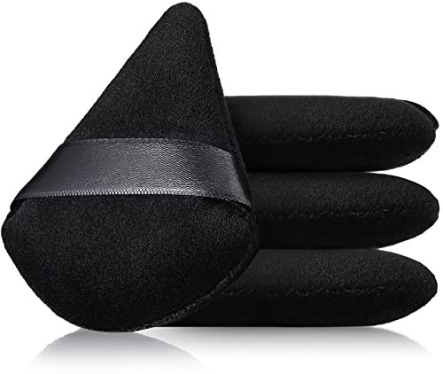 Dreieck Makeup Puderquaste 4 Stück Kosmetik Gesicht Puderquaste Schwämmchen Weich Dreieck Puderquaste Samt Keilform Makeup Puff Trocken Nass Puder Schwamm Pads (Schwarz)