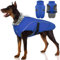 Hundejacke Wasserdicht, Hundemantel Fleece Gefüttert Warme Hundeweste Winterjacke Hunde Bekleidung Winddichter Mäntel mit Reflexstreifen für Winter(Blau, L)