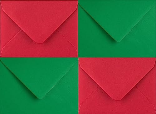 C5 Coloured envelopes for A5 Greeting Cards Wedding Invitation Crafts 162x229mm- Pack of 12 envelopes (Green and Red)