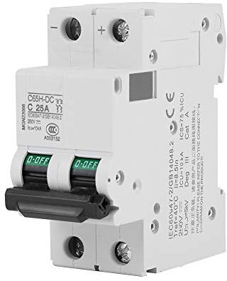 Jadeshay Disjoncteur CC 2P 250V disjoncteur Miniature CC Basse Tension pour système de Grille de Panneaux solaires(25A)