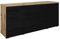 Mirjan24 Kommode Doppo 150 mit 3 Schubladen und 2 Türen, Griffloses Öffnungssystem, Anrichte, Sideboard, Highboard, Mehrzweckschrank (Wotan/Schwarz Hochglanz, ohne Beleuchtung)