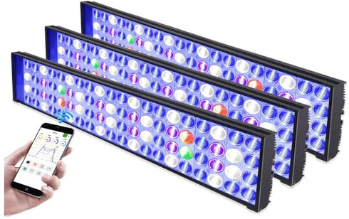 PopBloom Hertz54 WiFi Meerwasser LED 165W, mit Aufhängeset, Salzwasser LED Beleuchtung für Reef Coral Fish Wasserpflanzen Salzwasser Aquarium (für 150-180cm)