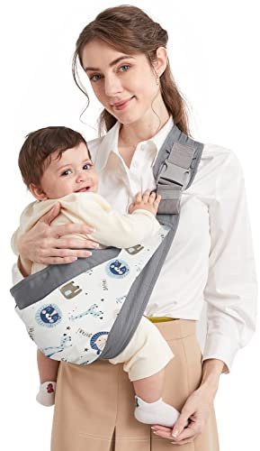 Mumgaroo Adjustable Baby Sling, Breathable Toddler Carrier for 0-36 Months | Fast In & Out, 300g Lightweight, 3.7 in Thick Shoulder Strap, Double Safety Buckle, Multi Carry Modes for Trip, Travel, Home