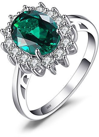 JewelryPalace Prinzessin Diana Kate Middleton Edelstein Smaragd Ringe, Verlobungsring Eheringe Promise Verlobung Ring Silber 925 Damen, Silberringe Damenring Antragsring Ringe, Damen Schmuck 58
