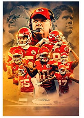RIPEX Andy Reid Patrick Mahomes Travis Kelce Sports Star Sports Poster Leinwand Poster Schlafzimmer Dekor Sport Landschaft Büro Zimmer Dekor Geschenk Rahmen Stil 50 x 75 cm