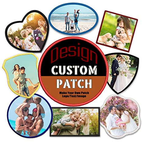 EAQ 2 Pcs Rectangular Personalised Photo Logo Text Patches, Sew/Iron On, 10cm x 6.5cm