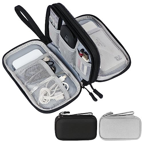Skycase 2 Stück kabeltasche, kabel organizer tasche, kabeltasche organizer, kabel organizer tasche klein für Elektronische Accessoires USB Power bank Ladekabel, 8.3x5x2.6 (Schwarz+Grau)